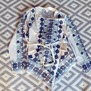 Sundance embroidered pattern jacket/sweater Chambray Blue med BOHO gorgeous